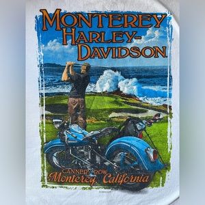 Men’s size large authentic HARLEY DAVIDSON white T shirt Monterey California ⛳️
